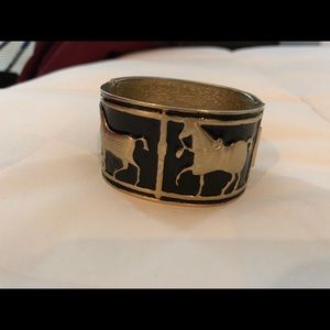 Boutique black bracelet/cuff with horses